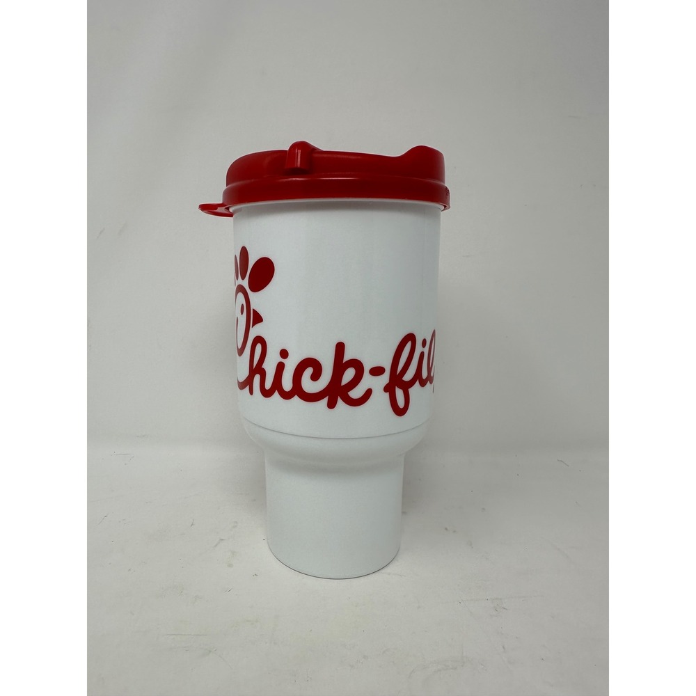 Chick-fil-A Travel Mug Insulated Plastic Tumbler with Handle Red White Logo